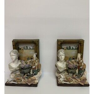 Figi Picture Frame Book Ends Roman‎ Busts Artist Oil Paints & Brushes Vintage